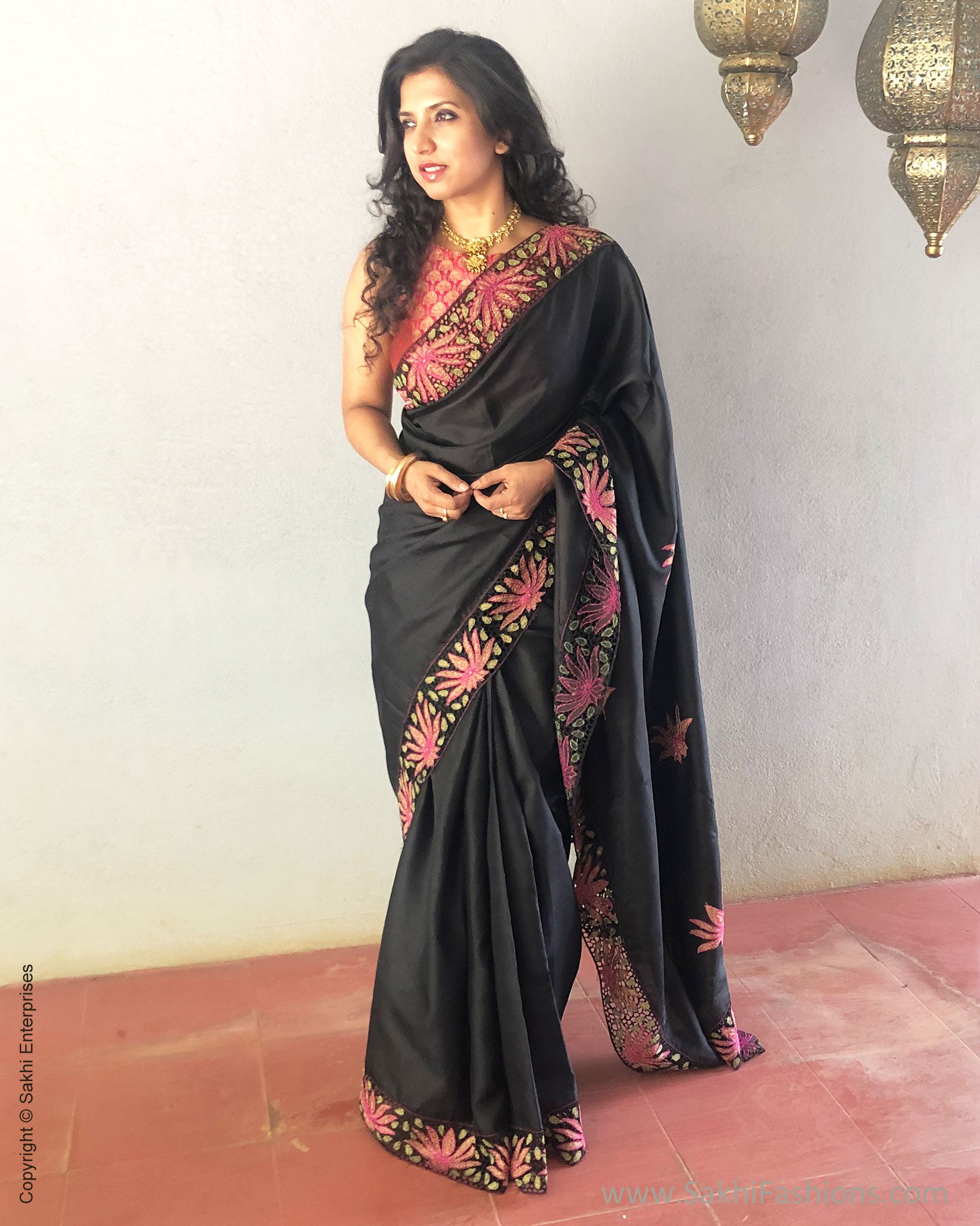 EE-S11859 - Black pure Kanchivaram silk saree – sakhifashions
