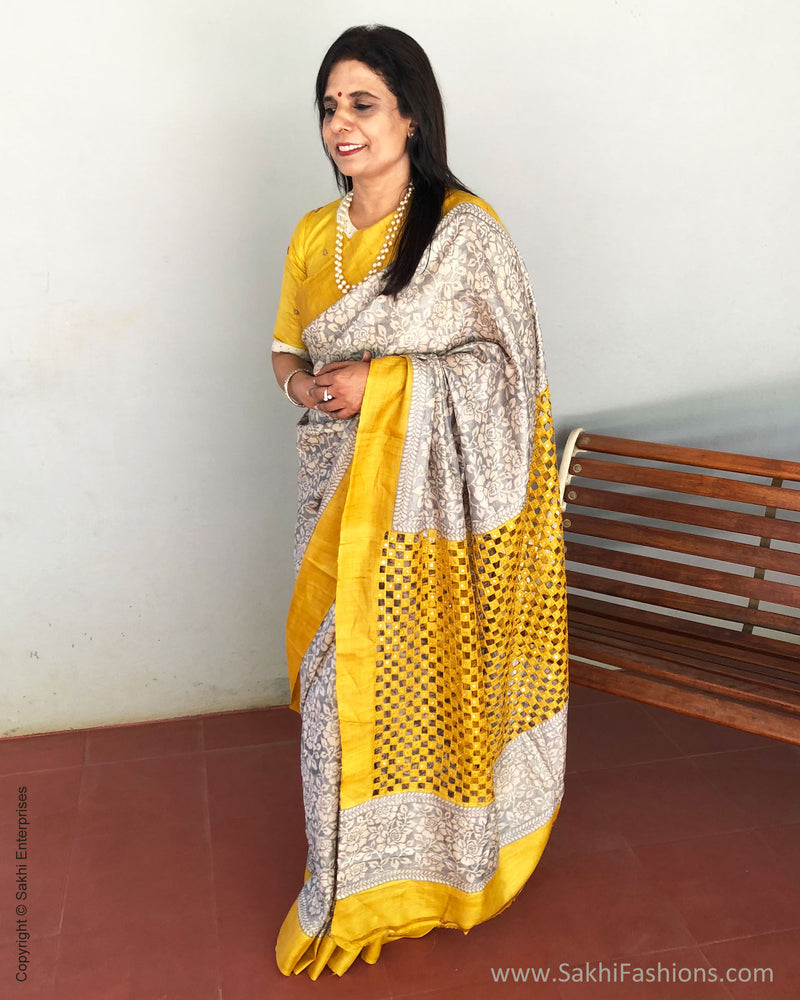 EE-S43709 Tussar Cutwork Sari