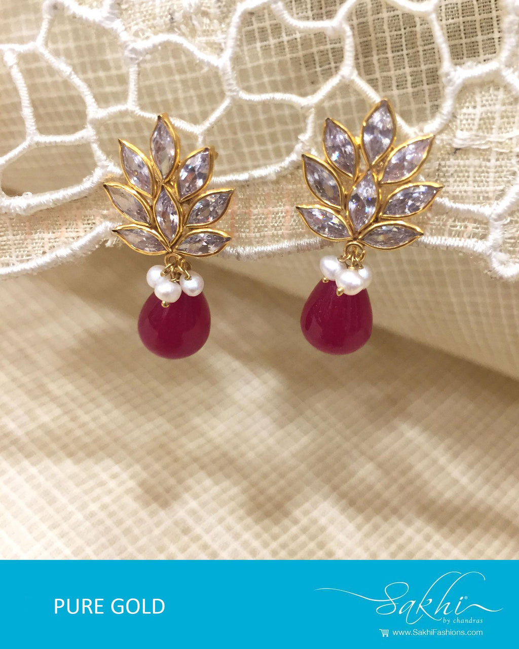 Buy Unniyarcha Red Zircon Gold Plated Earrings for Women Online @ Tata CLiQ  Luxury