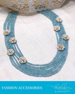 AJDR-28078 - Sky Blue &  Crystal Mala