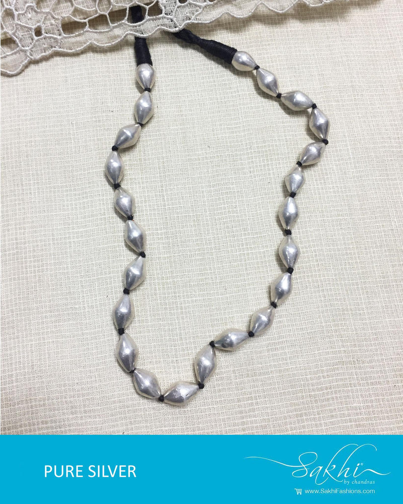 ASDQ-21428 - Silver Pure Silver Bore Mala