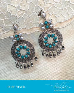 ASDR-3116 - Silver & Blue Pure Silver Earrings