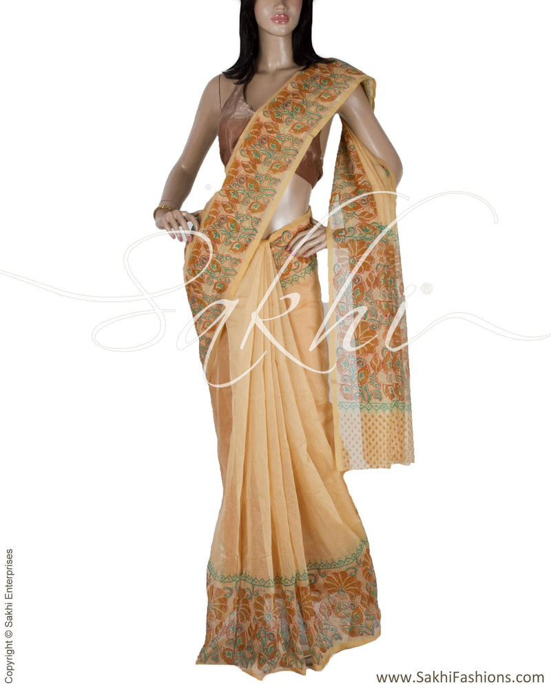 BGQ-3673 - Beige & Multi Supernet Saree