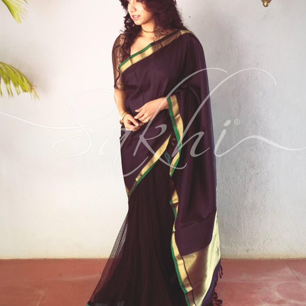 Patola silk Saree with blouse in Black colour 497B