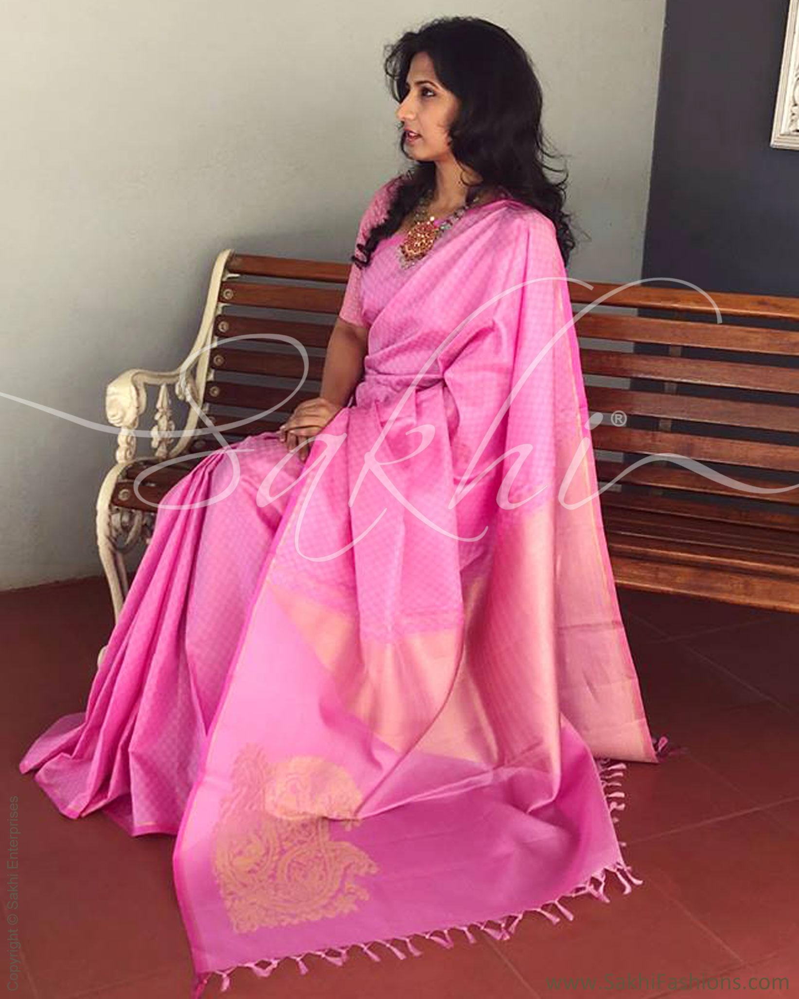 Rose Pink & Pure Kanchivaram Silk Saree Sakhi Fashions sakhifashions