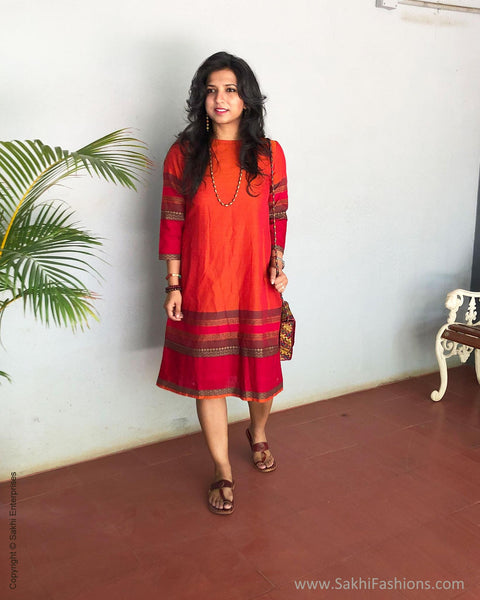 Orange & Cotton Dress | Sakhi Fashions – sakhifashions