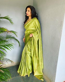 EE-V10819 Green Tussar Sari