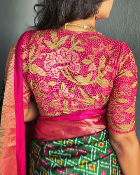 Pink & Kalam Pure Silk Cutwork designer Blouse | Sakhi Fashions ...