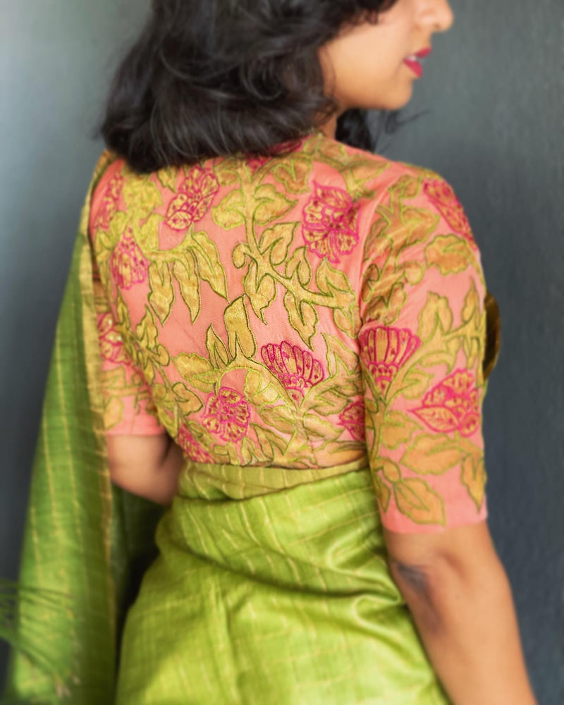 EE-V10819 Green Tussar Sari