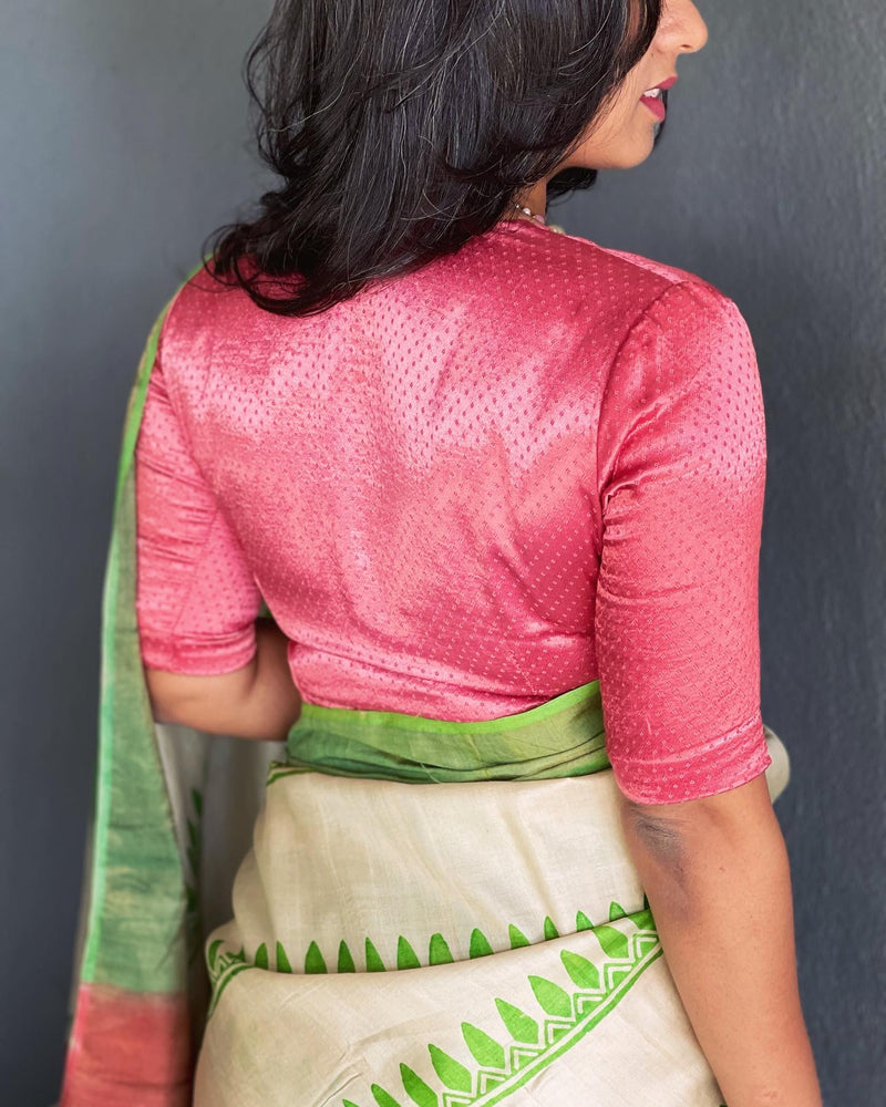 EE-V03162 Tussar Geometric Sari