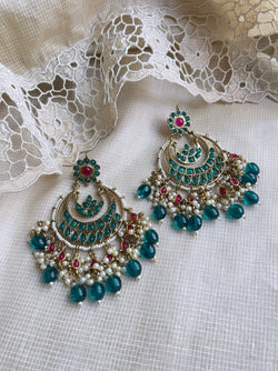 AJ-V12570 Green Chandbali Earring