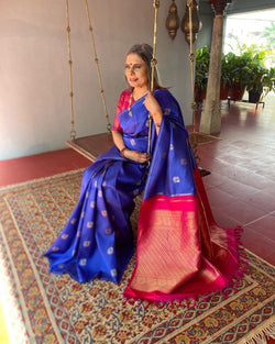 EE-V01150 Royal Blue Kanchi Saree