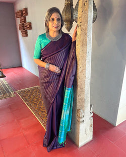 EE-V13076 Blue Kanchi Sari