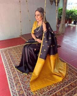 EE-V10663 Black Kanchi saree