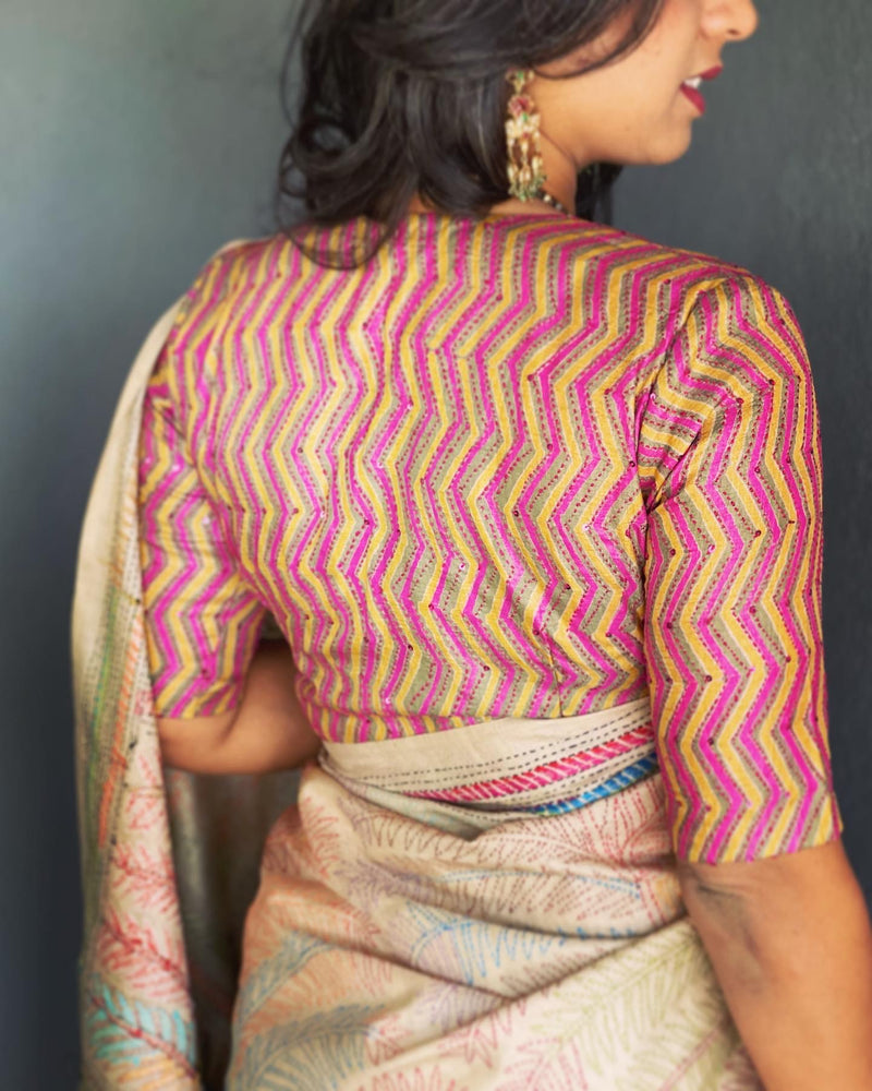 EE-V13678 Kantha Tussar Sari