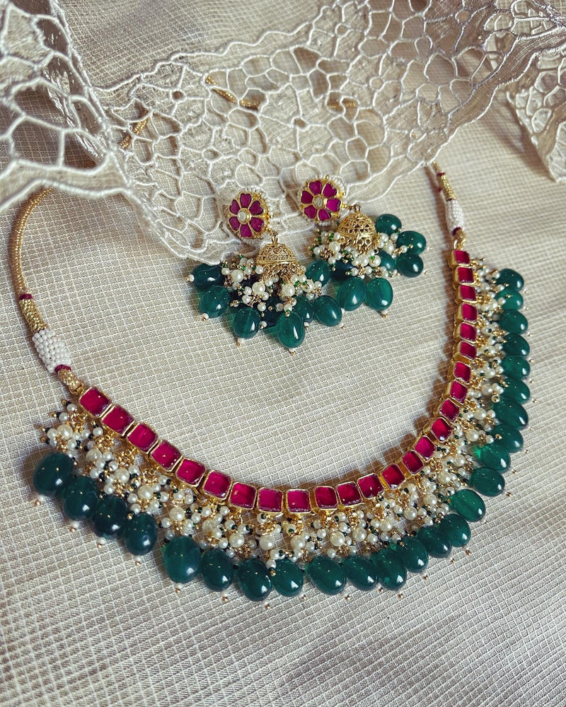 AJ-V17052 Red Green necklace set