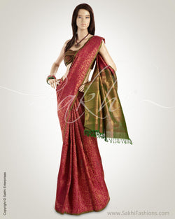 MSM-7663 Pink & Green Pure Kanchivaram Silk Saree