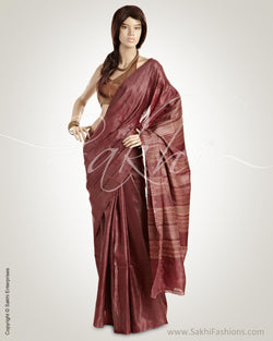 MSO-3810 Brown & Beige Pure Tussar Silk Saree