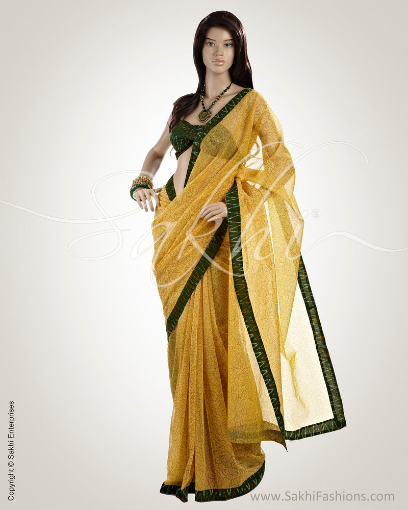 MSO-4832 Mustard & Green Supernet Saree