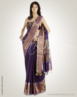 MSO-5579 Blue & Gold Pure Tussar Silk Saree