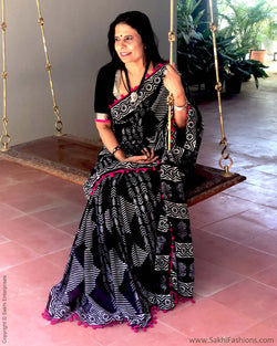 EE-R20246 Black mul cotton Sari