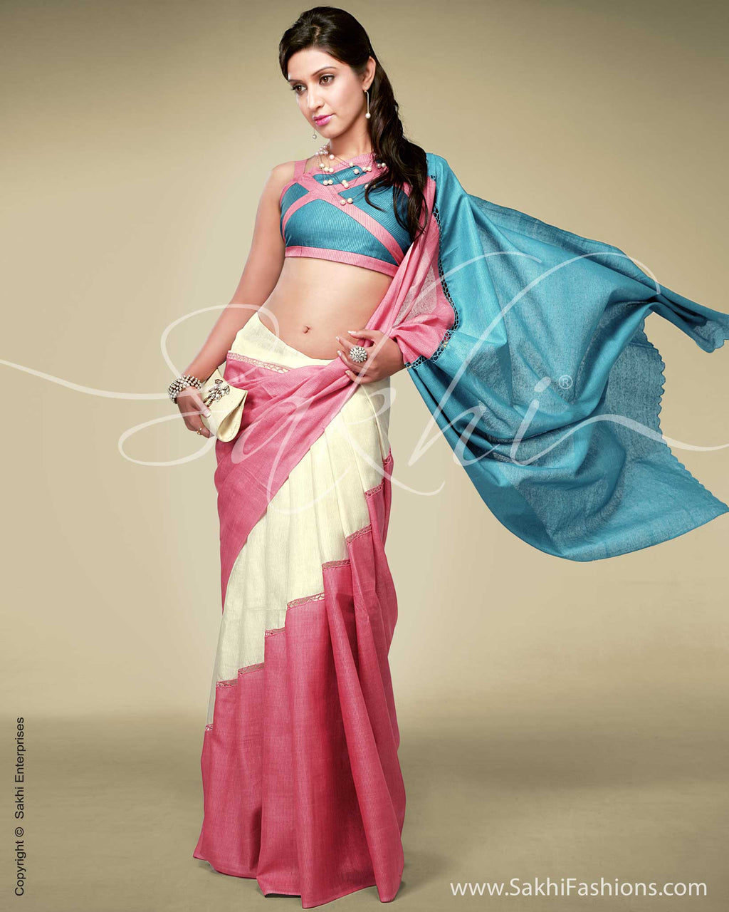 Buy Blue Silk Weaving Trendy Saree Online : USA -