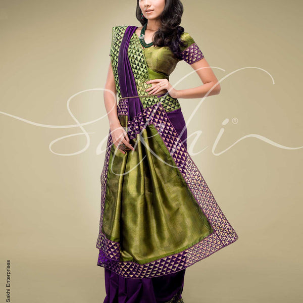 Buy Saree Mall Purple & Green Silk Cotton Printed Banarasi Saree - Sarees  for Women 2462802 | Myntra