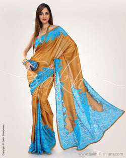 SXO-16270 Mustard & Blue Pure Tussar Silk Saree