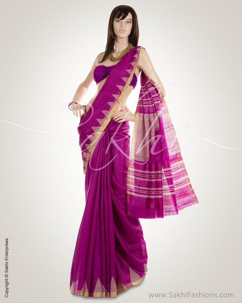 Pink & Gold Pure Tussar Silk Saree